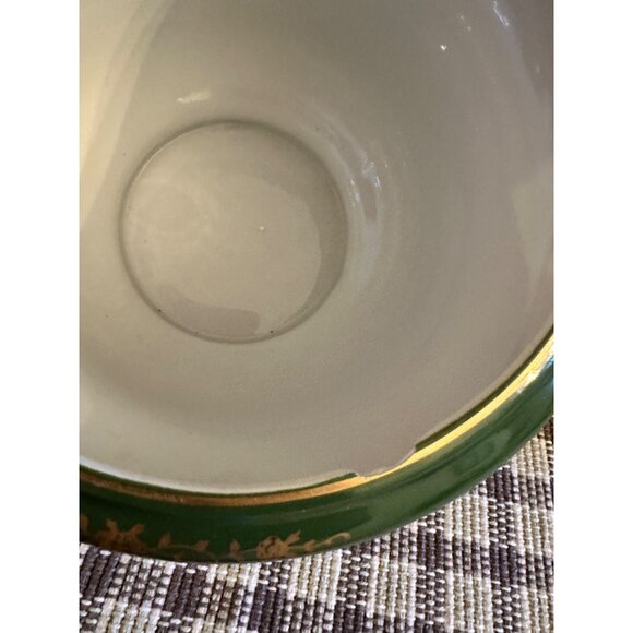 French Style Decor Andrea by Sadek Green Porcelain Planter w/ Gold Floral Trim - Picture 4 of 11